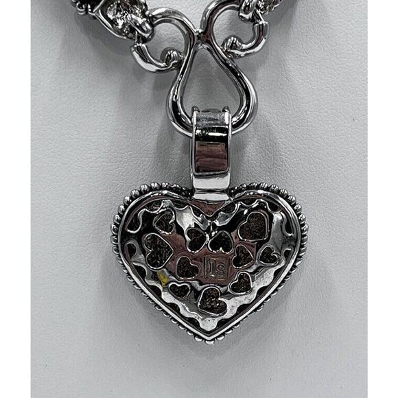 Lia Sophia "Love Dust" Cut Crystal Heart Reversible Pendant Pave Necklace - Picture 7 of 11